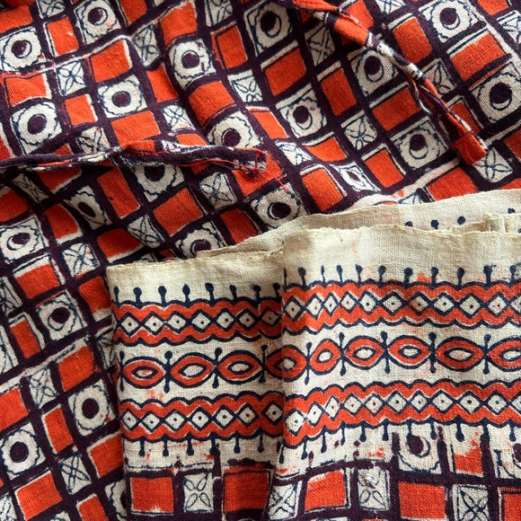 VTG skirt and tunic S/M Made in India wrap around 2 pc orange sarong coverup - Picture 5 of 16